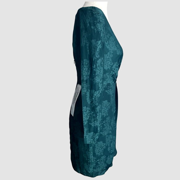 BCBGMaxAzria Vera Surplice Mini Dress, Deep Teal, NWT-Size 2 - Picture 6 of 12